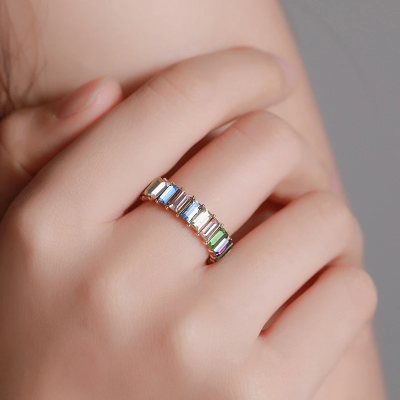 Оригинальное Радужное женское Трендовое геометрическое кольцо с