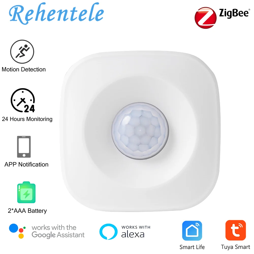 Смарт датчик движения Alexa ZigBee3.0 Tuya с питанием от батареи детектор ZigBee PIR домашняя