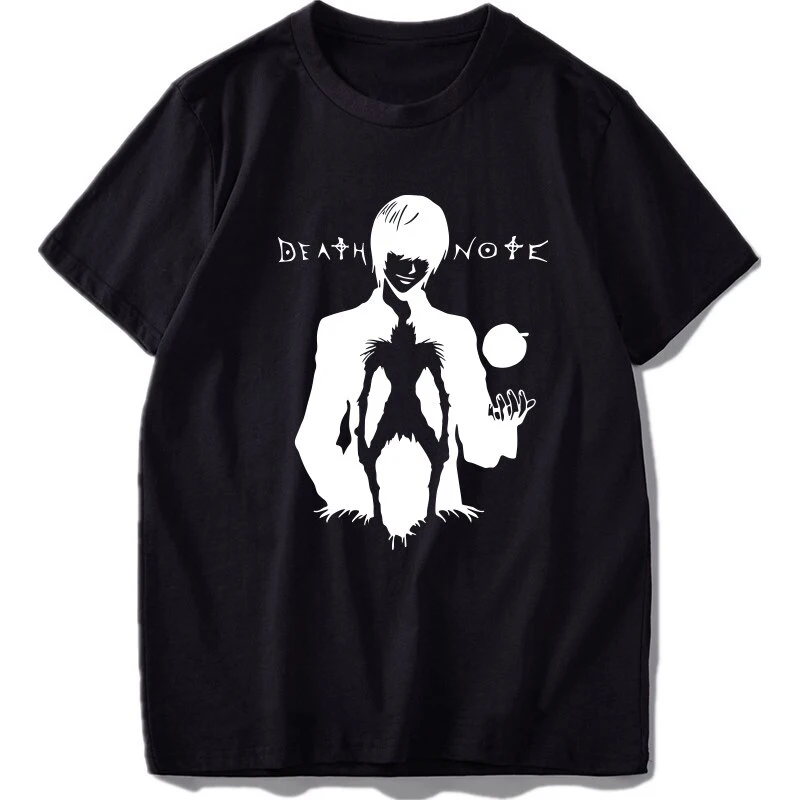 Anime T-Shirts Death Note Solid Color Print Streetwear Men Women Fashion 100% Cotton Oversized T Shirt Harajuku Tees Tops Unisex