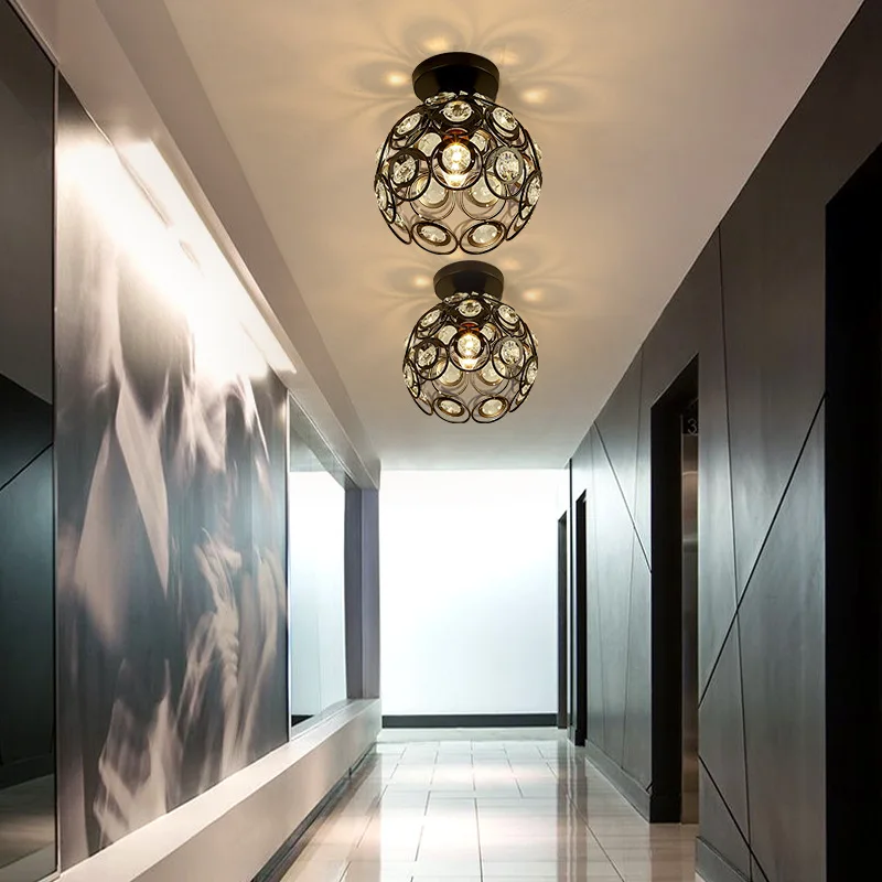 Black Iron Aisle Ceiling Chandelier Minimalist Nordic Vintage Balcony Kitchen Foyer Entrance Small Volume Many Styles | Лампы и