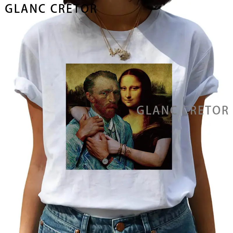

Van Gogh Oil Art Painting Top Female Harajuku T Shirts Women Van Gone Funny T-shirts 90s Graphic Tshirt Fashion Top Tees Female