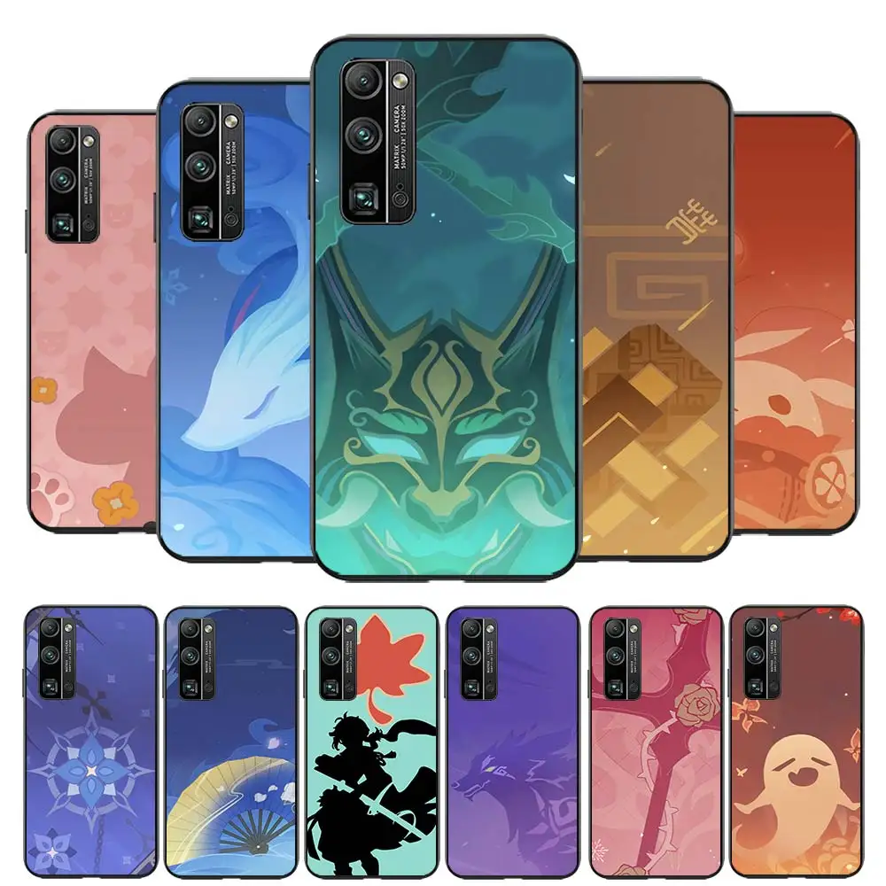 Ударопрочный чехол Genshin для Huawei Honor 50 30 20 10 V30 V20 X10 10X Lite Pro Искусственный Мягкий