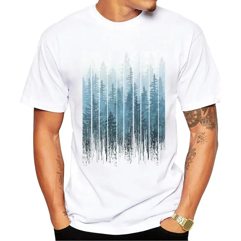 

FPACE New Arrival 2019 Fashion Grunge Dripping Turquoise Misty Forest Print Men T-Shirt Short Sleeve O-Neck Tops Hipster Tee