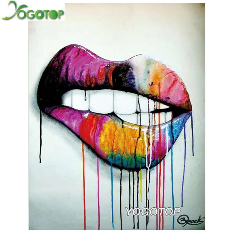 

diy mosaic Abstract Colorful Sexy Lips diamond painting full 3d picture of rhinestone drill 5d embroidery icons hobby YY2463