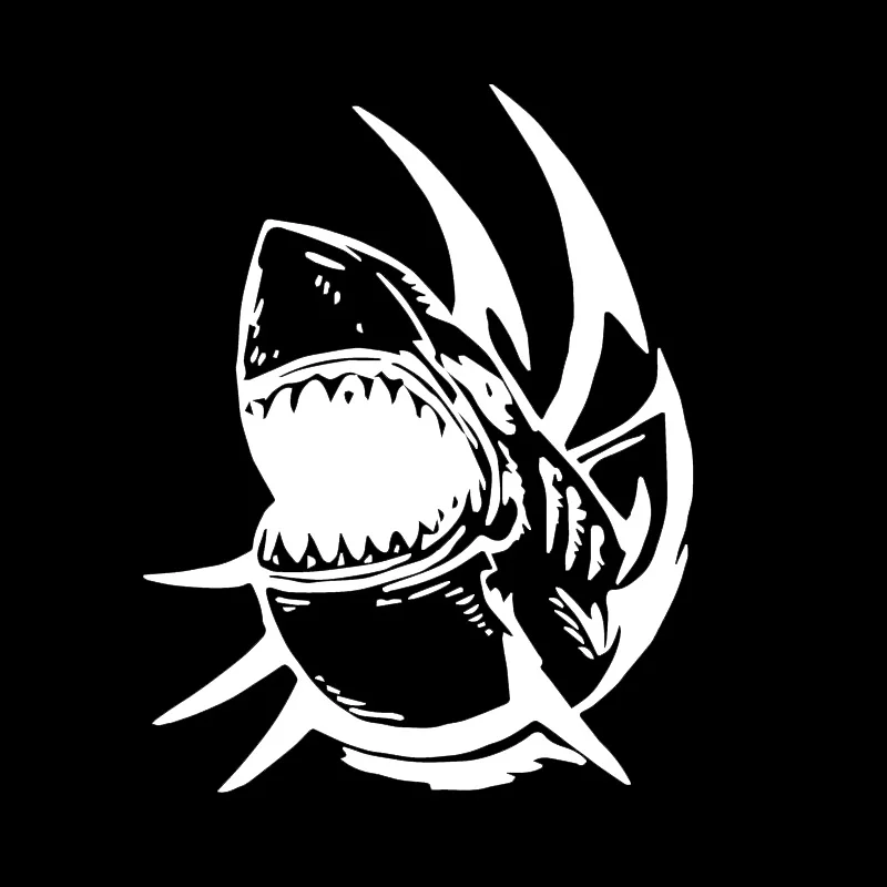 YJZT 18CM*13.8CM Deep Sea Predator Ferocious Shark Decal Decorative Car Body Black/Silver C30-0076 | Автомобили и мотоциклы