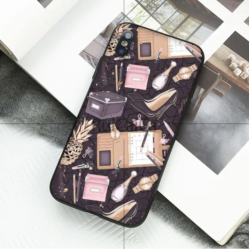 Ruicaica Cosmetic lipstick Smart Cover Black Soft Shell Phone Case for Apple iPhone 8 7 6 6S Plus X XS MAX 5 5S SE XR Cellphones | Мобильные