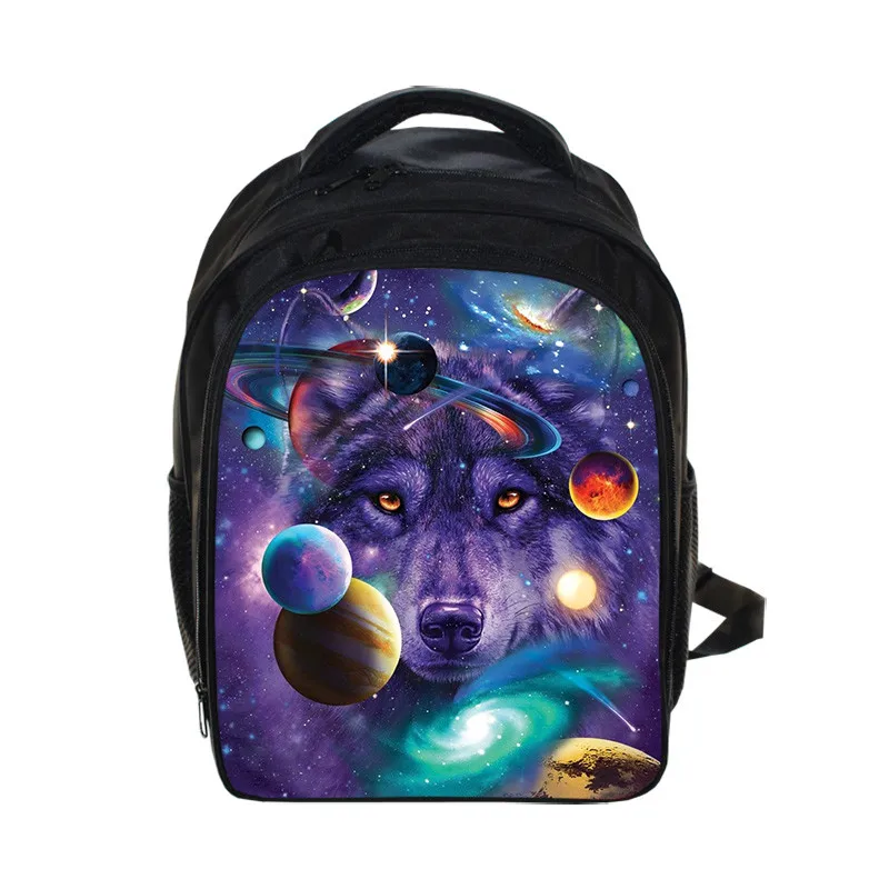 Рюкзак с 3D-принтом волка для мальчиков-подростков школьные ранцы детского сада