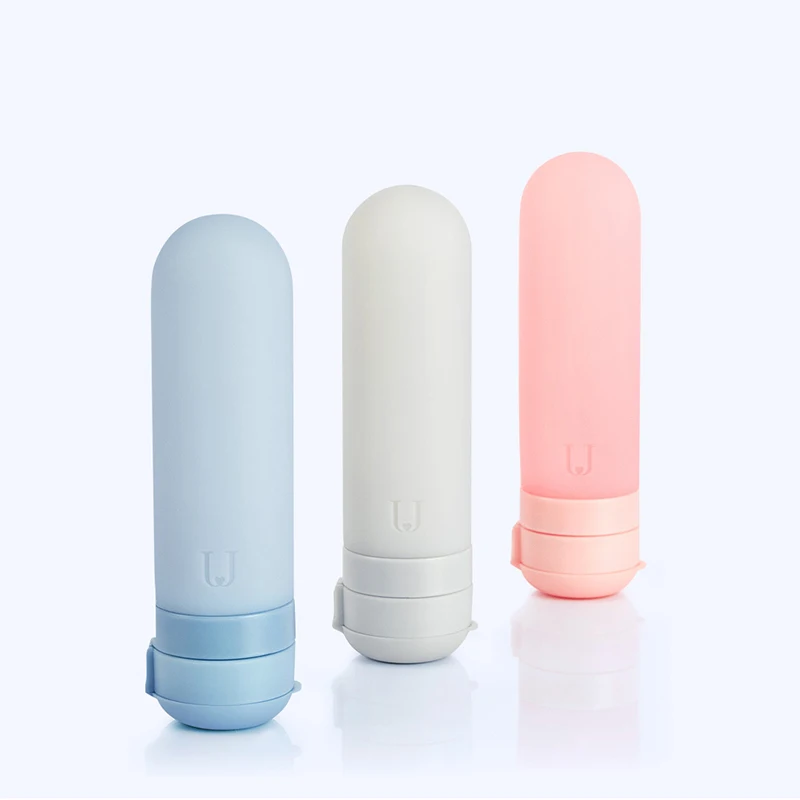 50 мл*3 шт. Xiaomi U Travel Sub бутылка силиконовая портативная дорожная Бутылка пищевой безопасности силиконовая дорожная Бутылка для путешествий для семьи путешествия.синий розовый серый