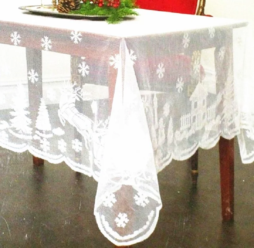 1 шт. белая Рождественская кружевная скатерть Снежинка лось Санта Клаус Скатерть