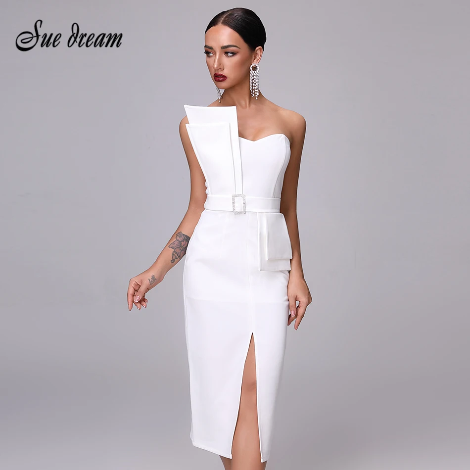 2020 летнее Новое Белое элегантное женское Обтягивающее Платье-миди с открытыми