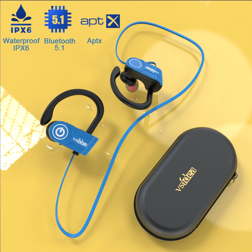 Vsidea U88 Blutooth Беспроводной In Ear Экстра бас гарнитура V5.0 IPX7 Водонепроницаемый