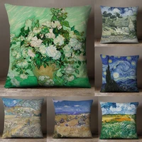 oil painting cushion cover sofa home decorative pillow covers sunflower self portrait starry sky print pillowcase pillow cover