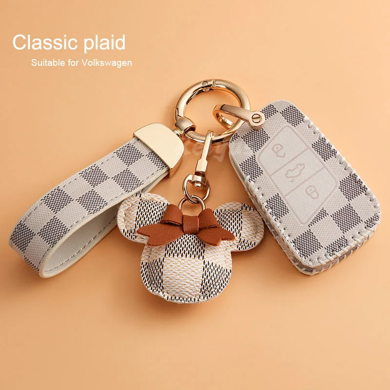 

Leather Car Key Case Cover Protection For Volkswagen VW Magotan Passat B8 Golf For Skoda Superb A7 Auto Keychain Accessories
