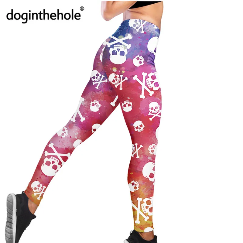 

High Waist Leggings Tie Dye Skull Print Sport Women Seamless Fitness Running Yoga Pants Sexy Slim Stretch Leggings Naked Feeling