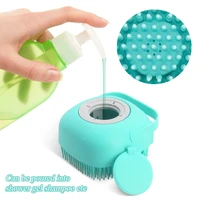 silicone bath body brush shower scrubber with gel dispenser soft massager shower loofah brush 80ml dog shampoo grooming brushes