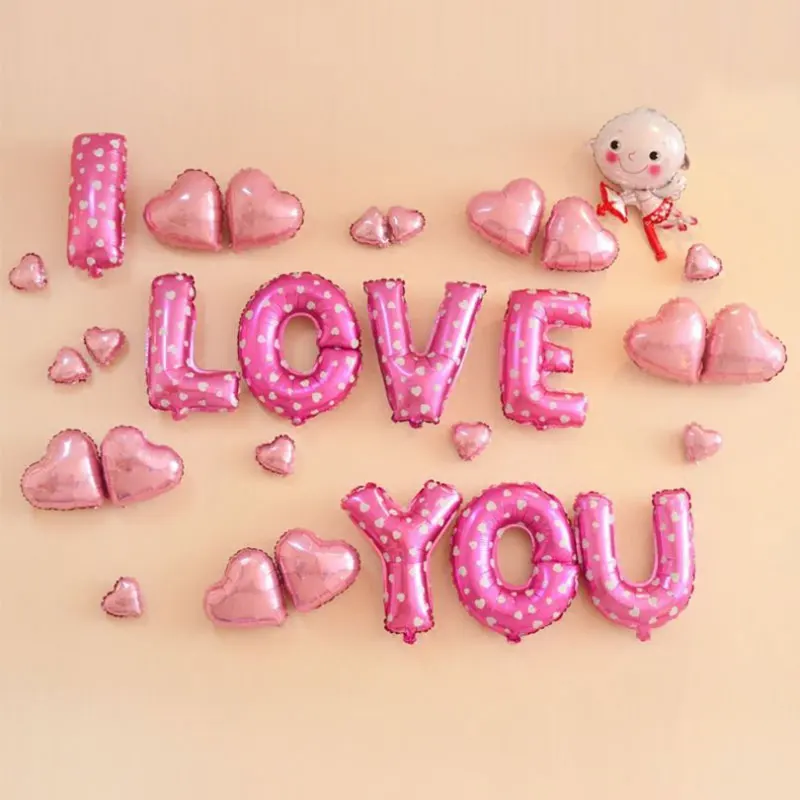 16 дюймов в горошек голубого и розового цвета с цифрами буквами алюминиевой