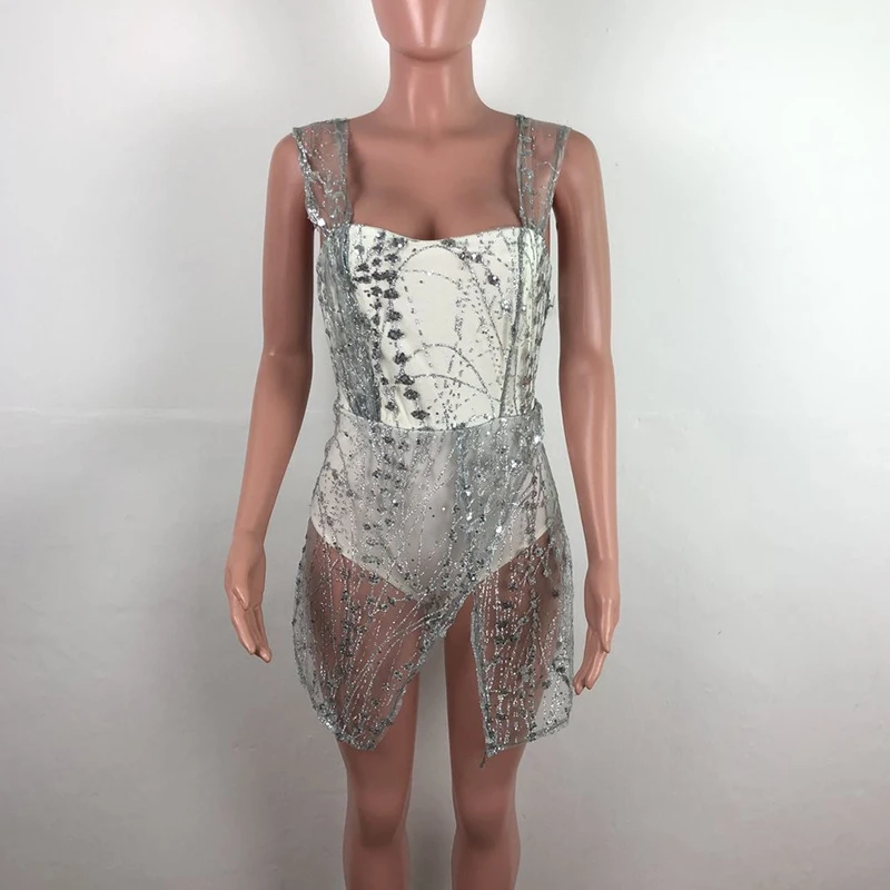 ANJAMANOR блестящее сексуальное облегающее платье с блестками женские вечерние