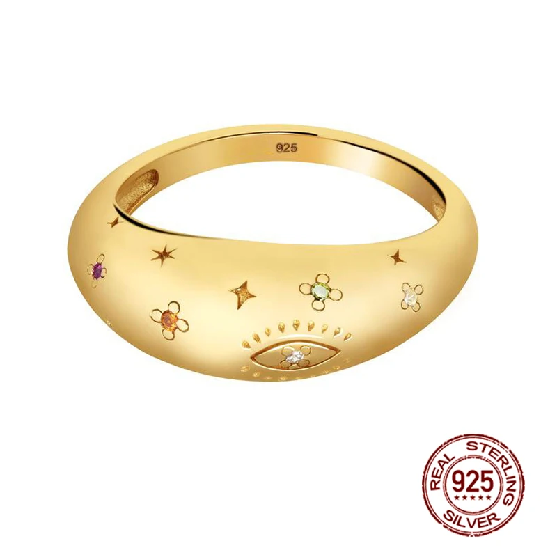 

925 Sterling Silver Ring zirconia Luxury Jewelry 18k Gold-Plated Rings For Women Bijoux Rings