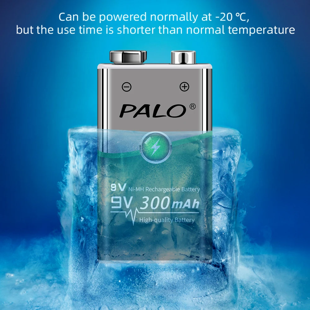 Перезаряжаемая батарея PALO 6F22 9 в Ni-MH 300 мАч аккумуляторная для мультиметра