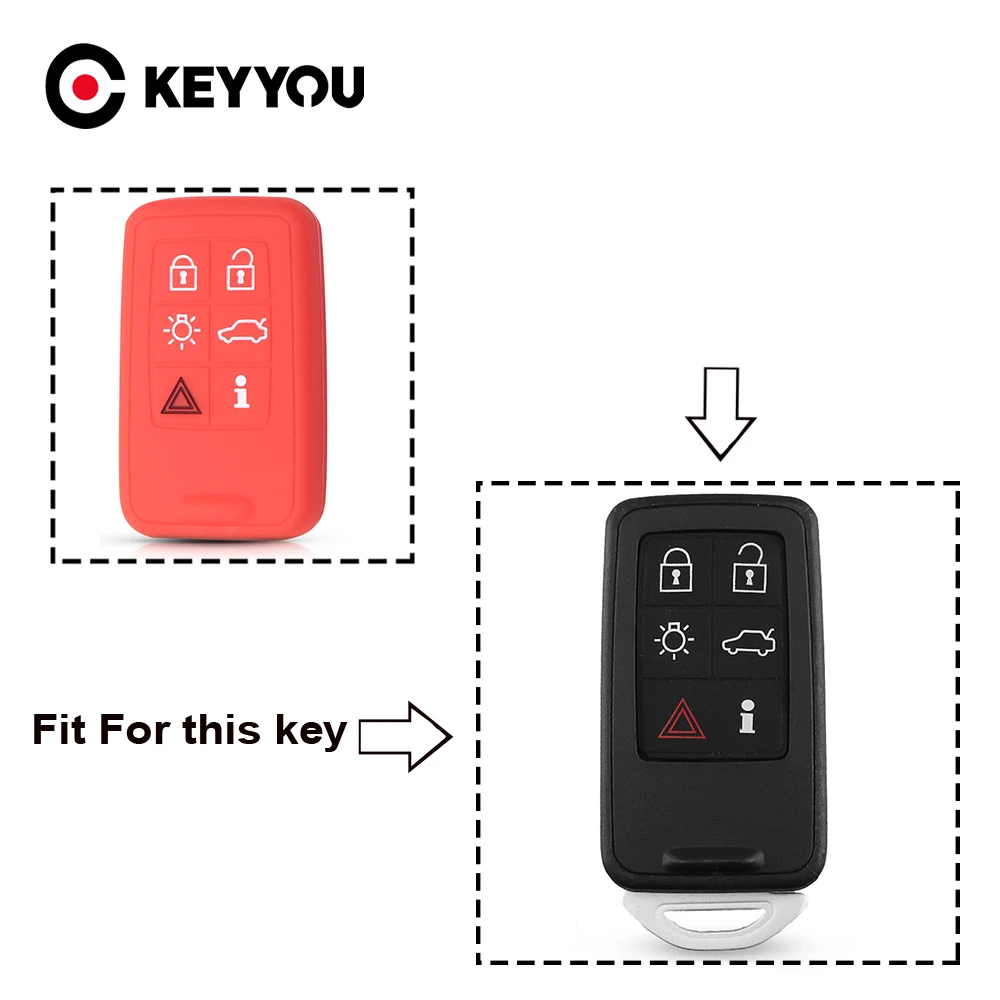 Сменный силиконовый чехол KEYYOU для ключа с 6 кнопками Volvo S60 V60 S70 V70 XC60 XC70 S80 XC90