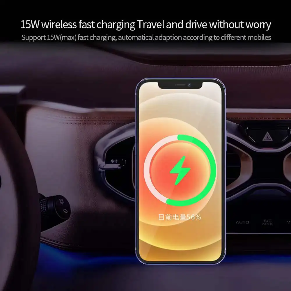 

New 15W QI Magnetic Wireless Chargers for iPhone 13 12 11 Pro Max Car Phone Holder Fast Charging for Samsung