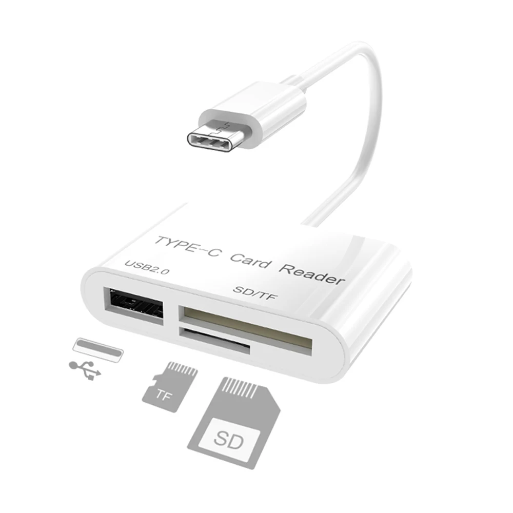 

3 in 1 USB Card Reader Adapter Type C Cable SD / Micro SD TF Camera Connection Smart Memory Card for Macbook Pro Type-C Port