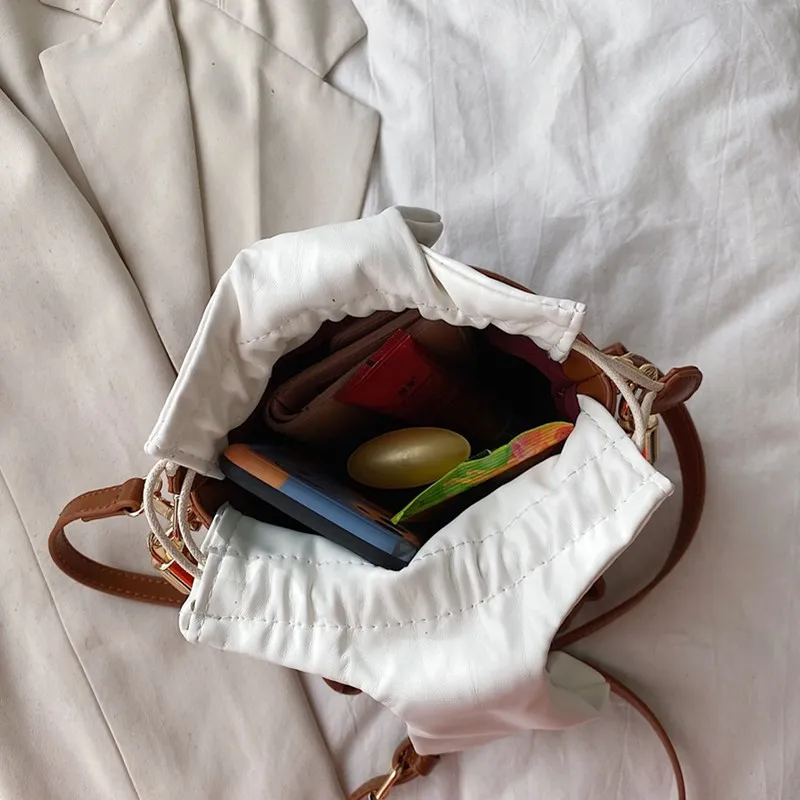 

Famous Designer Top-handle Bucket Bags for Women 2021 New Fashion Pu Leather Shoulder Bag Female Solid Color Crossbody Tote Bag