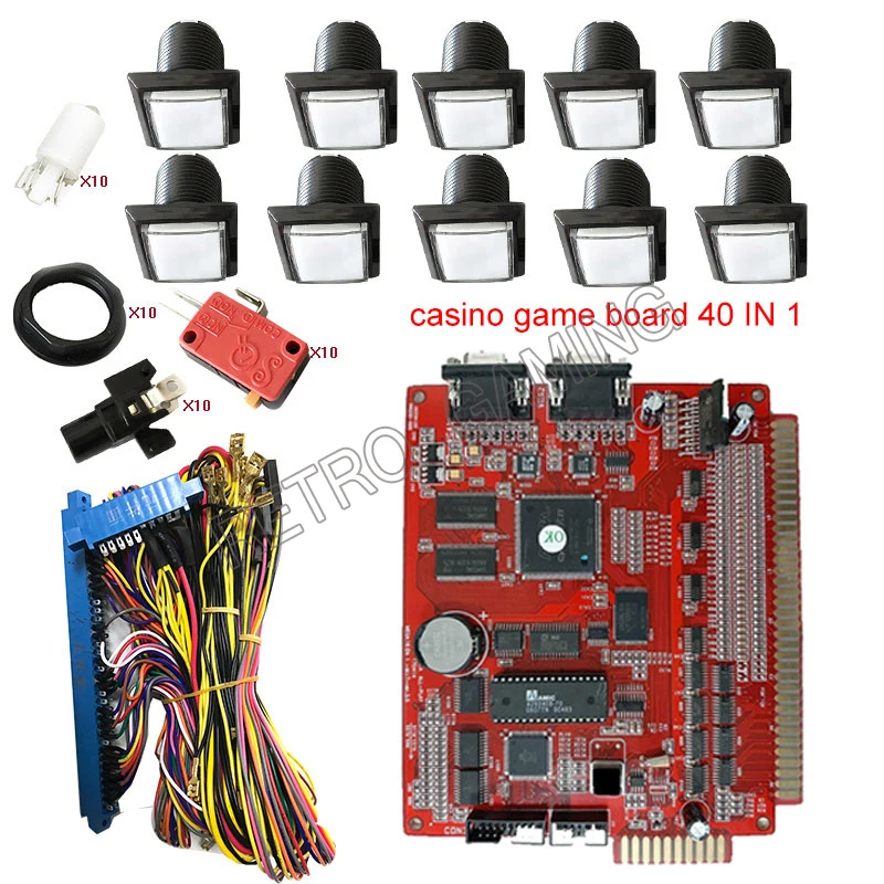 

Slot Gambling Machine Game Board 40 In 1 Casino Poker DIY Kit Slot Motherboard with Jamma Cable Led Square Push Button
