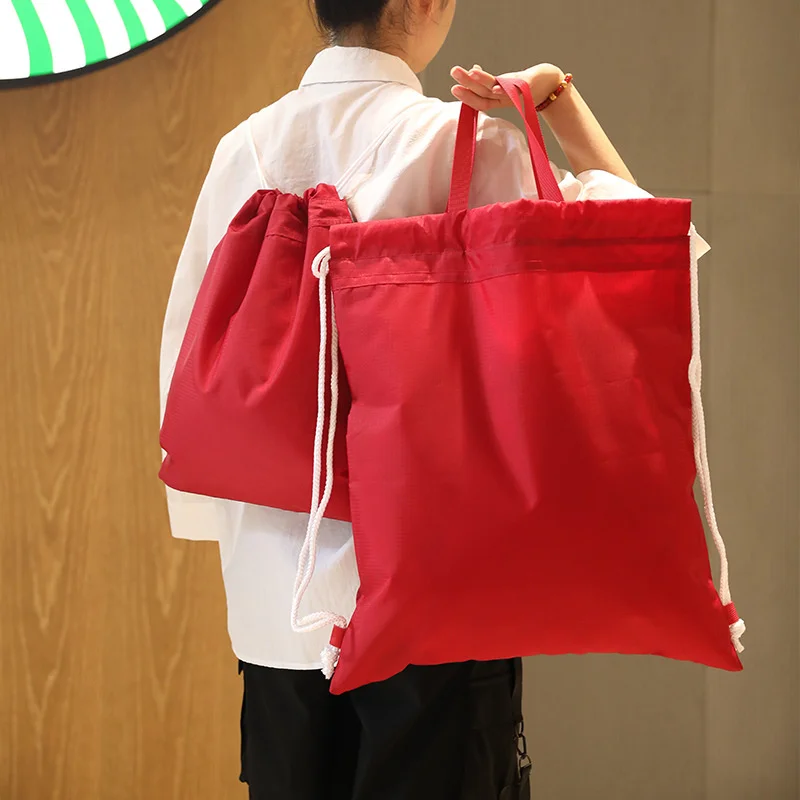 

Waterproof Drawstring Pocket Backpack Outdoor Fitness Cycling Swimming Storage Bag Multifunction Women Supermarket Shopping Bag