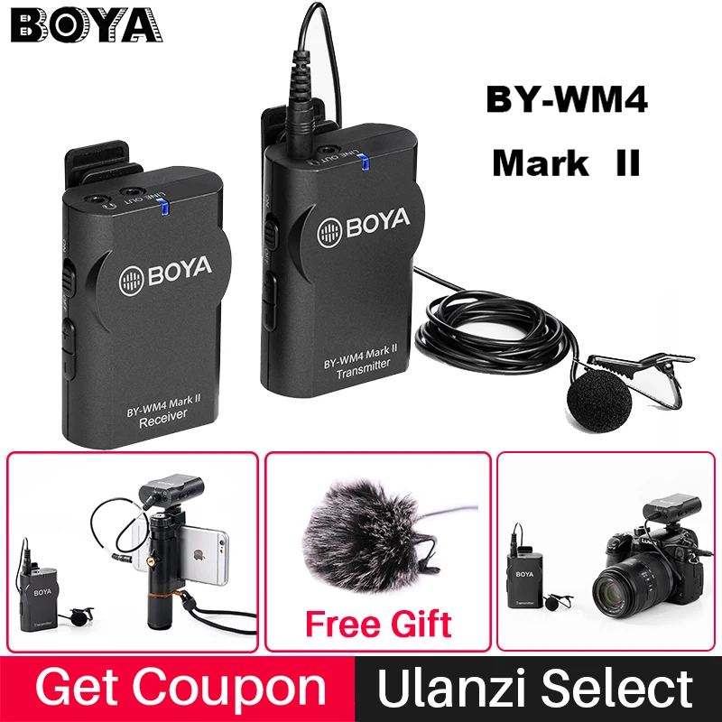 BOYA BY-WM4 Профессиональный Петличный Микрофон Беспроводной нагрудные микрофон Системы для Canon Nikon Sony камеры DSLR видеокамеры Регистраторы для iPhone 6 Android smartphones