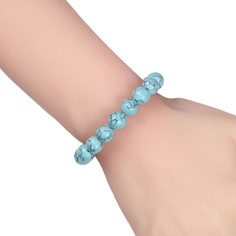 Браслеты из бирюзы и натурального синего камня для мужчин женщин нитка браслетов