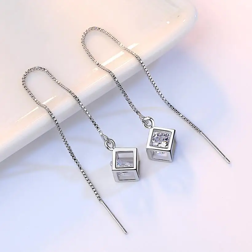 

Женские серьги-подвески из серебра 925 пробы, с цирконием