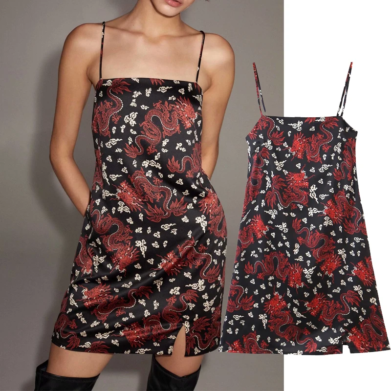 Женское мини-платье на бретельках ZA весеннее облегающее платье без рукавов с