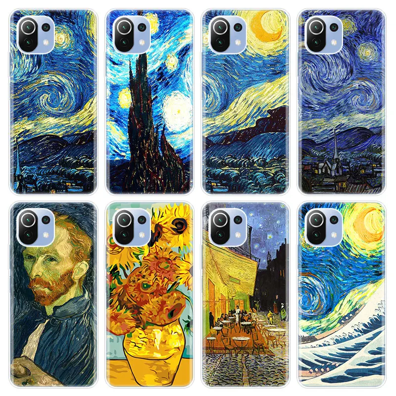 van gogh oil painting silicone case for xiaomi mi poco x3 gt nfc m3 f3 9t 10t pro 11i 11t 9 9se a1 a2 a3 11 lite 5g soft cover free global shipping