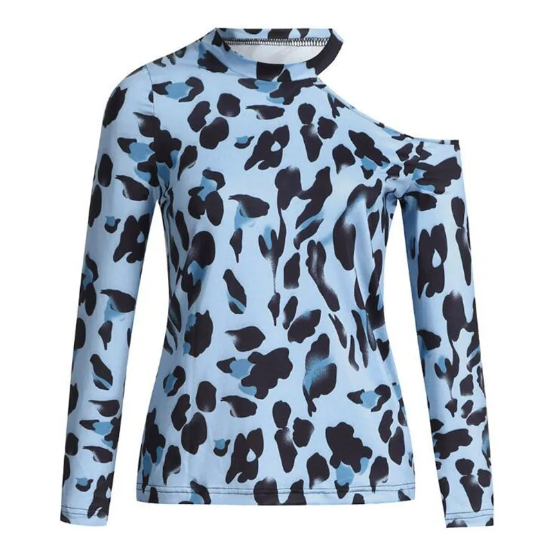 

Sexy Halter Off Shoulder Women T Shirt Summer Leopard Print Long Sleeve Ladies Tshirts Plus Size 5XL Street Female Tee Shirts