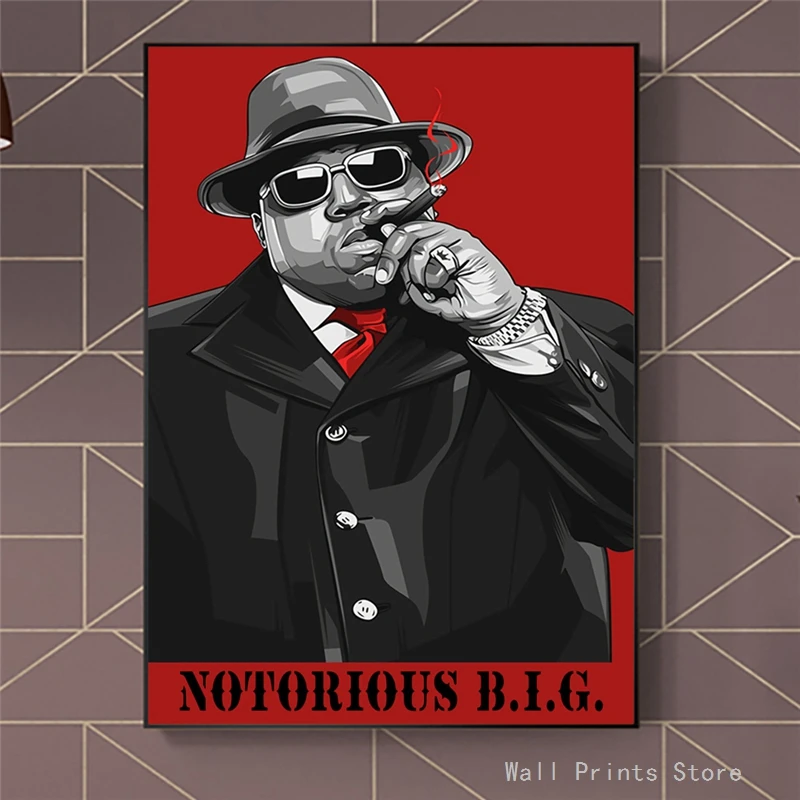 Бигги Смолс известный B.I.G. Художественная Картина на холсте в стиле хип хоп с
