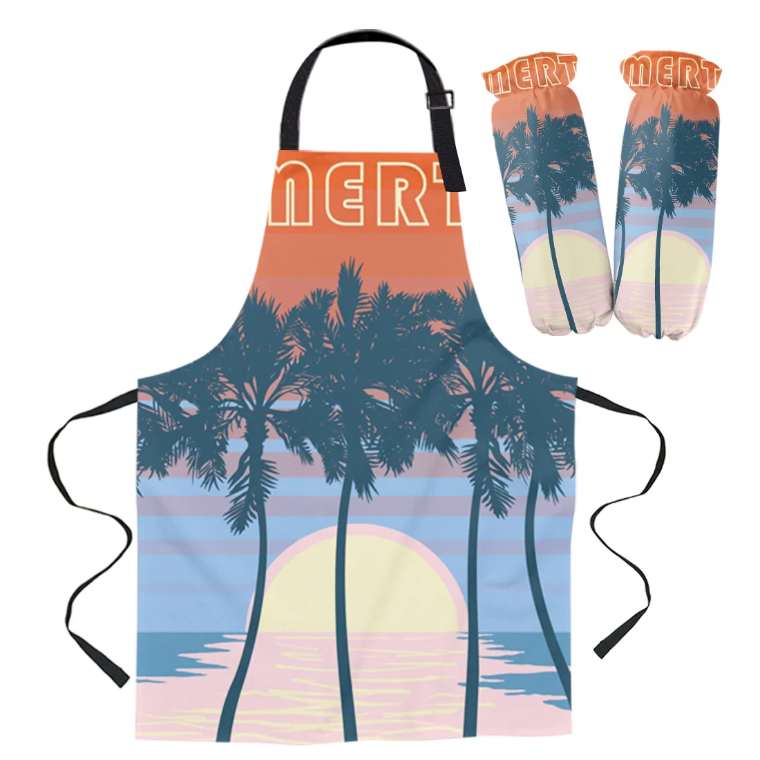

Trees Leaves The Sea Sunset Apron Kitchen Household Cleaning Pinafore Barber Apron Cooking Accessories Aprons for Woman