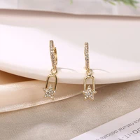 new metal diamond star lock female earrings fashion trend party popular accessories personalized girl creative birthday gifts