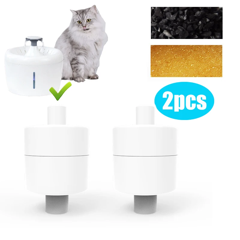 

2pcs Cat Water Fountain Filters Activated Carbon Filter Replacement For Cat Automatic Water Dispenser Drinking Fountain Filter