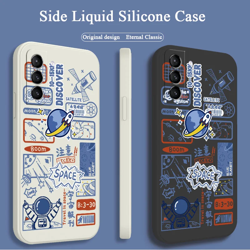 Cartoon Liquid Silicone Case For SamsungGalaxy S21 S22 S20 FE S10 Note 20 10 A72 A52 A32 A71 A51 A41 Ultra Thin Phone Back Cover
