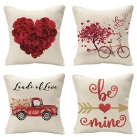 romantic valentines day gift heart love tree bicycle truck rose pillow case cushion cover wedding party decoration cojines