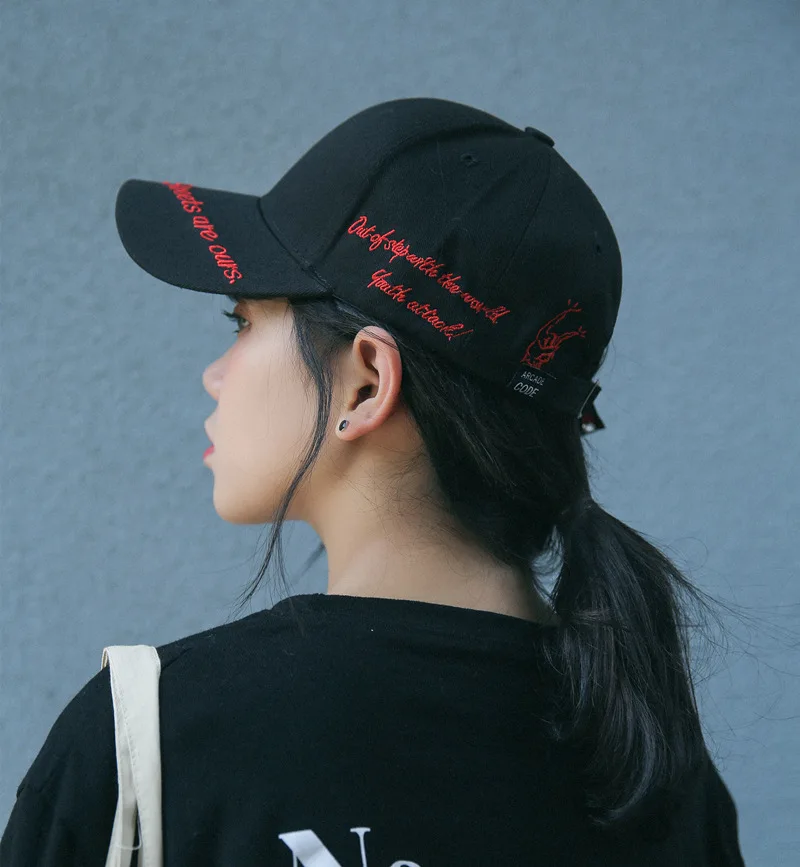 Новая мода черная шляпа Женская корейская пара хип-хоп бейсболки мужская от