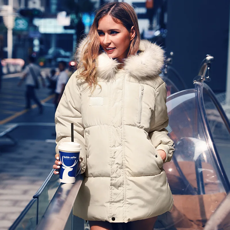 Women's hooded small padded jacket, street cotton stand-collar loose padded jacket, women's clothing padded jacket