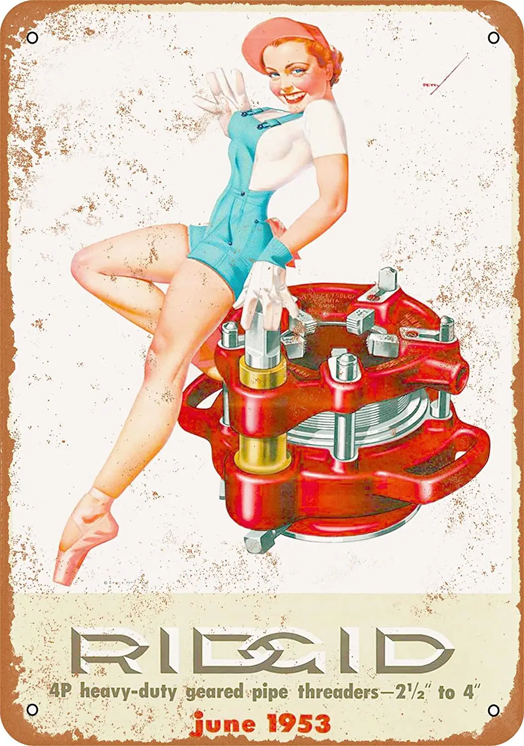 

WallColor 8*12 Metal Sign 1953 Rigid Pipe Threaders Pinup Vintage Look