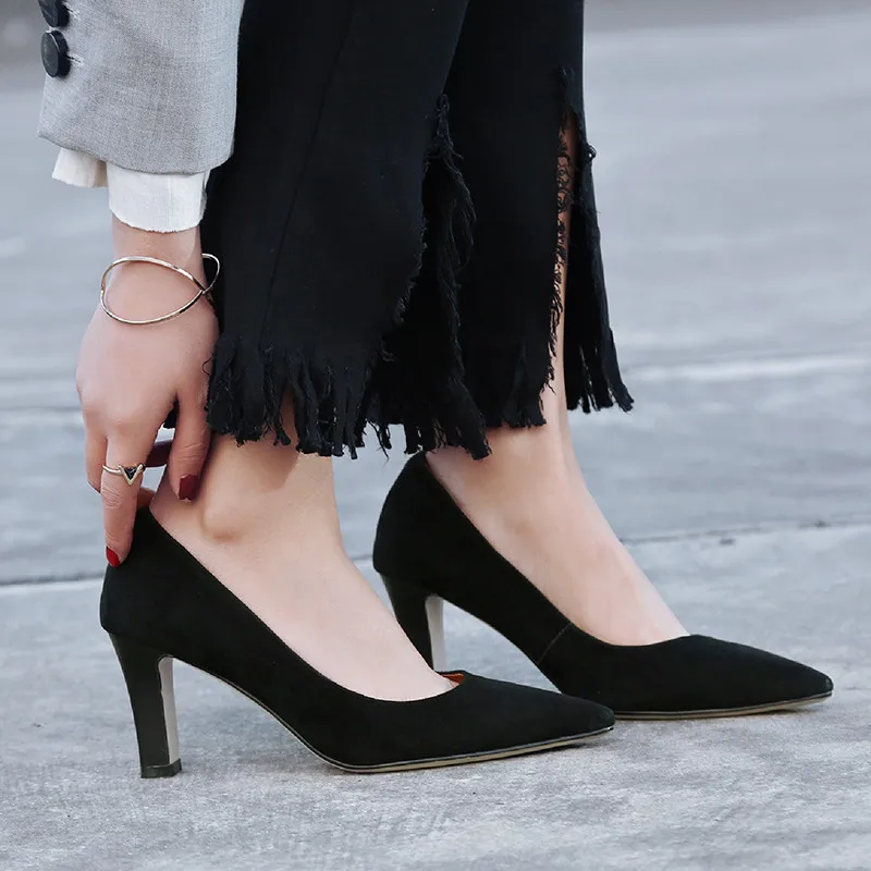 

ASUMER 2020 new arrival women pumps suede leather solid colors elegant party wedding shoes spring summer single shoes woman