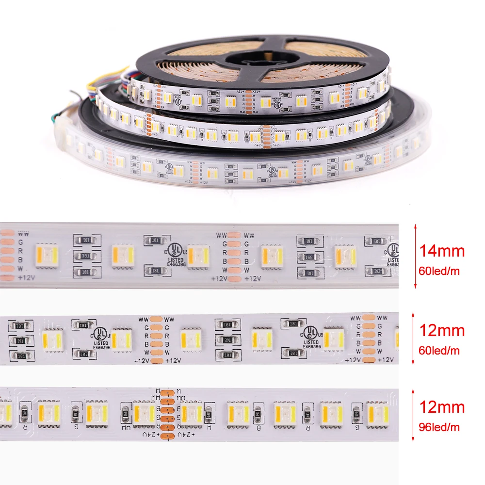 5 Цвета в 1 чип Светодиодные ленты 12V 24V RGBW RGB RGBCCT 30 светодиодов/м 60 светодиодов/M