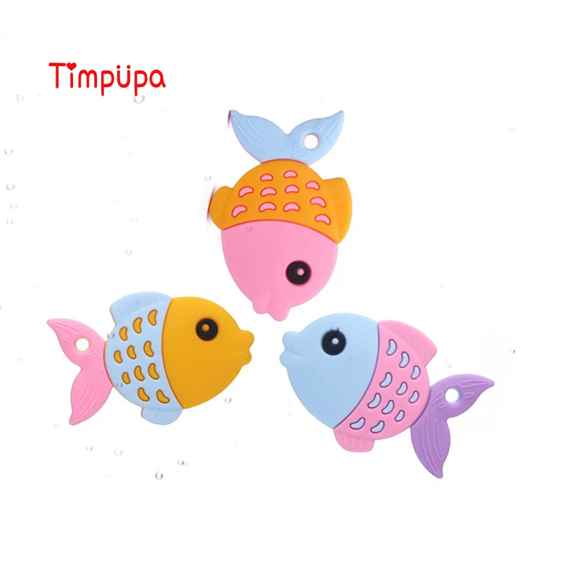 

Timpupa Safe Baby Teether Toys Toddle BPA Free Fish Teething Silicone Chew Dental Care Tooth Nursing Beads Gift For Infant