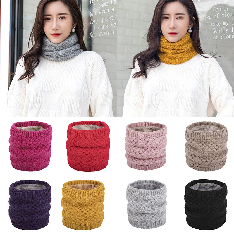 

Simplicity Korean Version Warm Fleece Scarf Trendy Comfortable Soft Neutral Knitted Scarf Sweet Temperament Wool Couple Snood