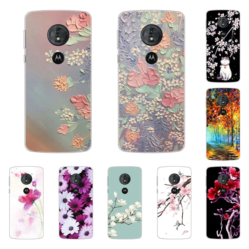 For Motorola Moto g6 play Case Silicon Full flower Painting Soft TPU Back Cover for plus protect Phone bags |