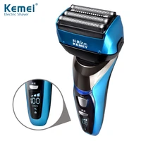 kemei 4 blade professional wet dry shaver rechargeable electric shaver razor for men beard trimmer shaving machine lcd display